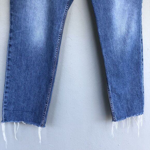 Everlane The Curvy Cheeky Jean 33 Ankle High Rise Raw Hem Mid Blue Preppy Modern - Picture 11 of 16